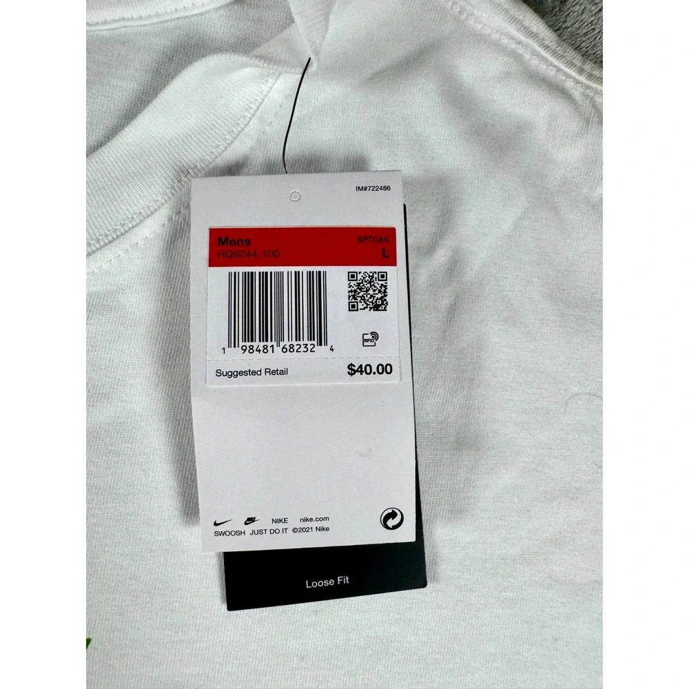 Nike Sportswear Panda Dunk Loose Fit Graphic Tee White Size Large HQ9244-100